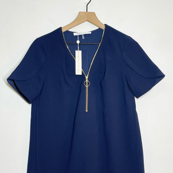NEW Trina Turk Taliah Crepe Tunic Dress Women's Size 2 Indigo Blue Zipper Front - Picture 4 of 8